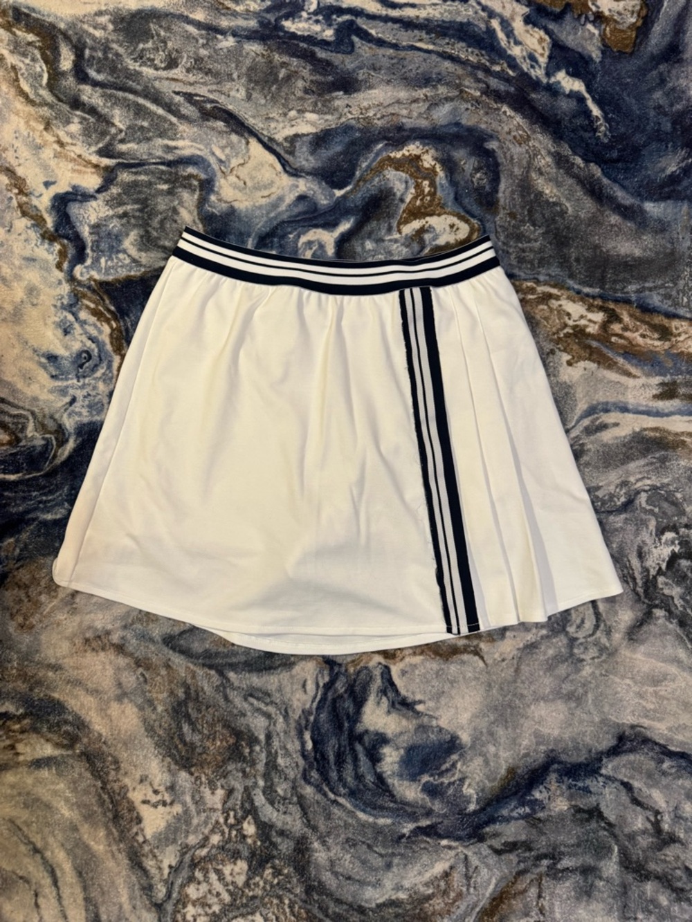 Zella White Skater Skirt with Navy Stripe Trim